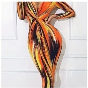 Vibrant Multicolor Long Sleeve Dress